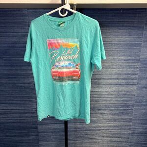 LRG Lifted Research Group Car Graphic T Shirt Teal Size Small Y2K Streetwear